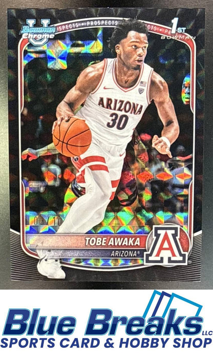 2025 Bowman Tobe Awaka #BCP-79 Chrome Black Geometric Refractor 03/10 1st Prospect Arizona Wildcats
