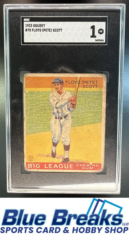 1933 Goudey R319 Floyd Pete Scott Rookie #70 RC SGC 1 Oakland Oaks