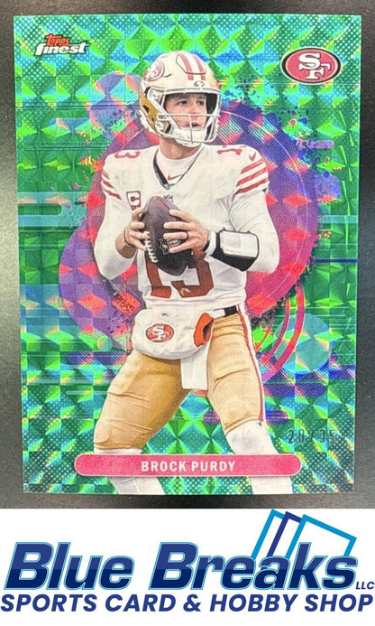 2025 Topps Finest Brock Purdy #146 Uncommon Green Geometric Refractor 20/35 San Francisco 49ers