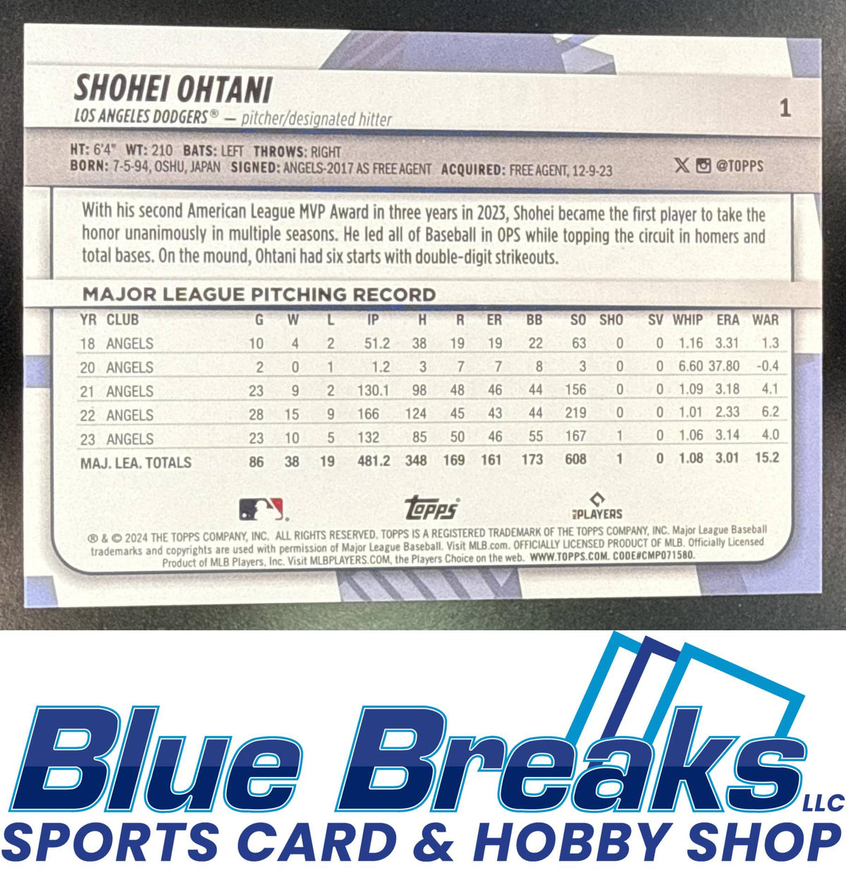 2024 Topps Big League Shohei Ohtani #1 Electric Orange Foil Los Angeles Dodgers