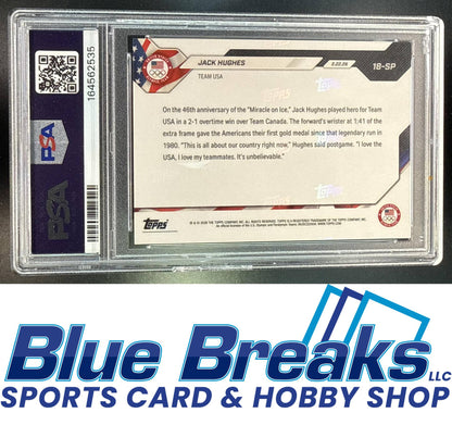 2026 Topps Now Olympic Games Jack Hughes #18SP VAR PSA 10 USA Vancouver Canucks