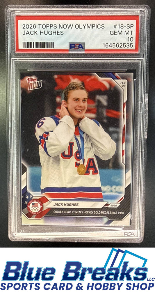 2026 Topps Now Olympic Games Jack Hughes #18SP VAR PSA 10 USA Vancouver Canucks
