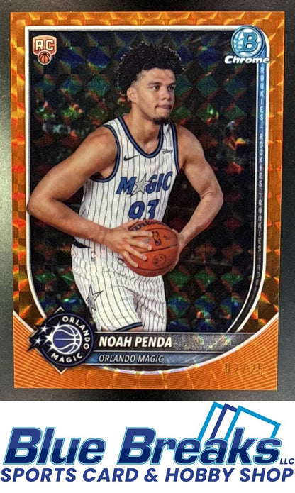 2025 Bowman Noah Penda #BCV-32 Chrome Orange Geometric Refractor 02/25 RC Orlando Magic