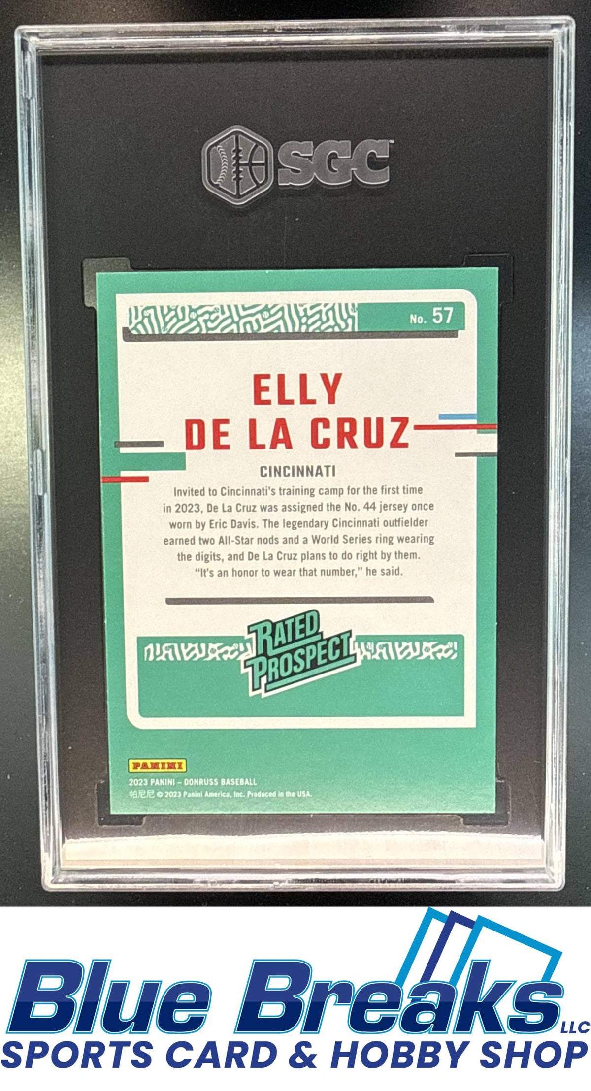 2023 Panini Donruss Elly De La Cruz #57 Yellow Rated Prospect SGC 9.5 Cincinnati Reds