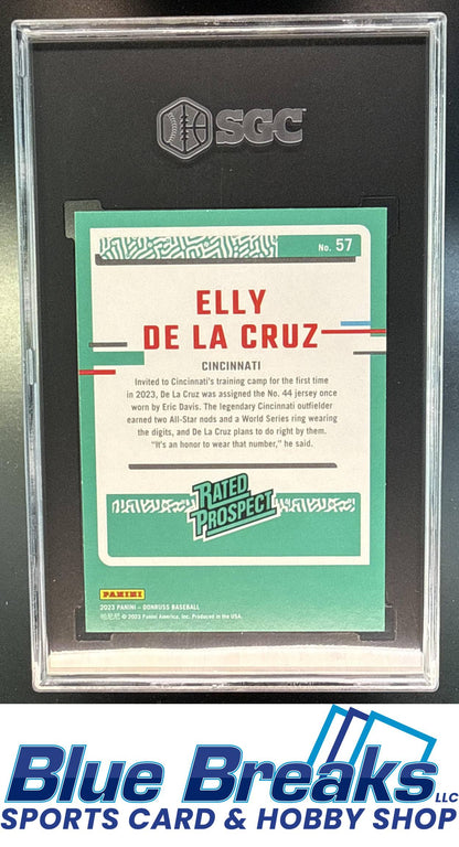2023 Panini Donruss Elly De La Cruz #57 Yellow Rated Prospect SGC 9.5 Cincinnati Reds