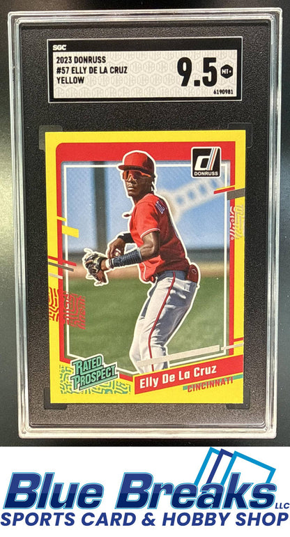 2023 Panini Donruss Elly De La Cruz #57 Yellow Rated Prospect SGC 9.5 Cincinnati Reds