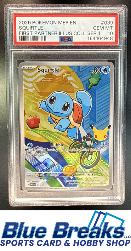 2026 Pokemon MEP Black Star Promos Squirtle #039 First Partner Illustration Collection Series 1 PSA 10
