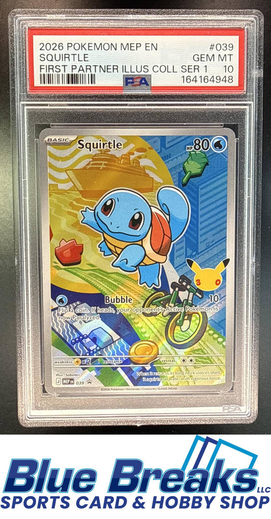 2026 Pokemon MEP Black Star Promos Squirtle #039 First Partner Illustration Collection Series 1 PSA 10