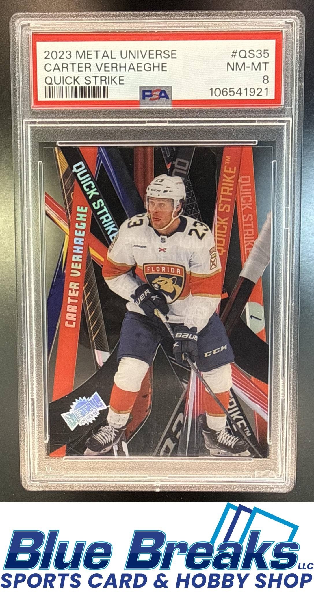 2023 Skybox Metal Universe Carter Verhaeghe #QS-35 Quick Strike PSA 8 Florida Panthers