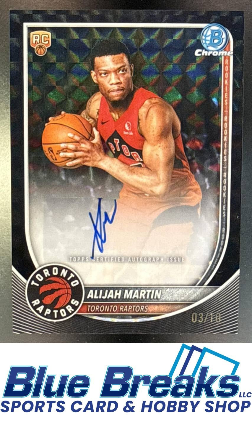 2025 Bowman Alijah Martin #BCA-AM Chrome Auto Black Geometric Refractor 03/10 RC Toronto Raptors