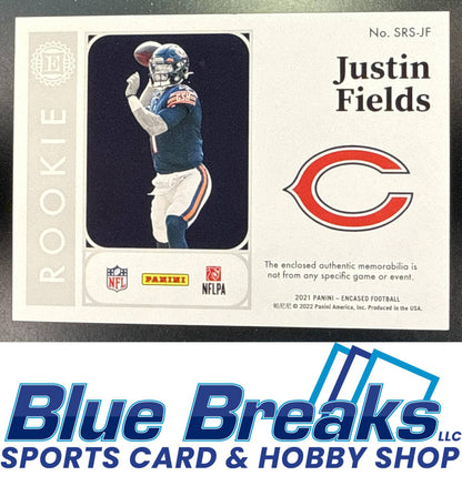 2021 Panini Encased Justin Fields #SRS-JF Substantial Rookie Swatches 07/75 Relic RC Chicago Bears
