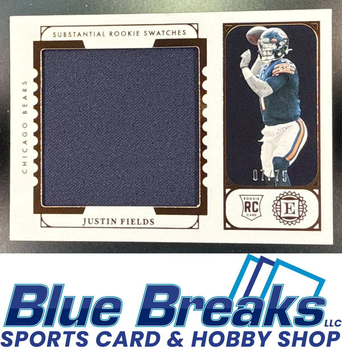2021 Panini Encased Justin Fields #SRS-JF Substantial Rookie Swatches 07/75 Relic RC Chicago Bears