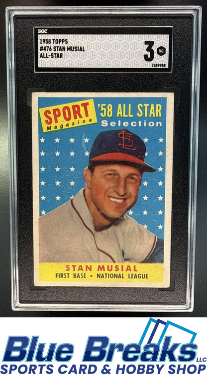 1958 Topps Stan Musial [RC] #476 All-Star SGC 3 St. Louis Cardinals
