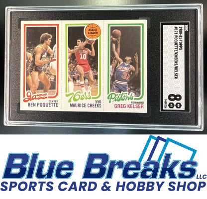 1980 Topps Ben Poquette Maurice Cheeks Greg Kelser #87 176 241 RC SGC 8