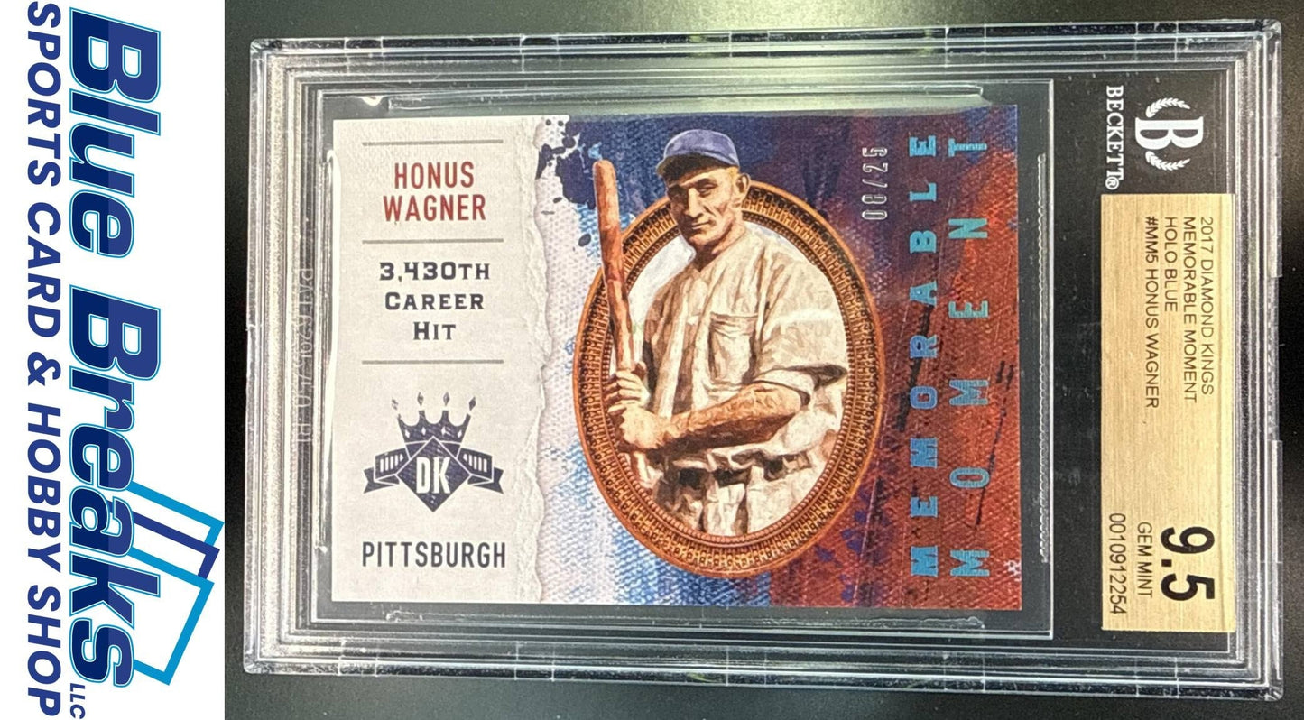 2017 Panini Diamond Kings Honus Wagner #MM-5 Memorable Moment Holo Blue 08/25 BGS 9.5 Pittsburgh Pirates