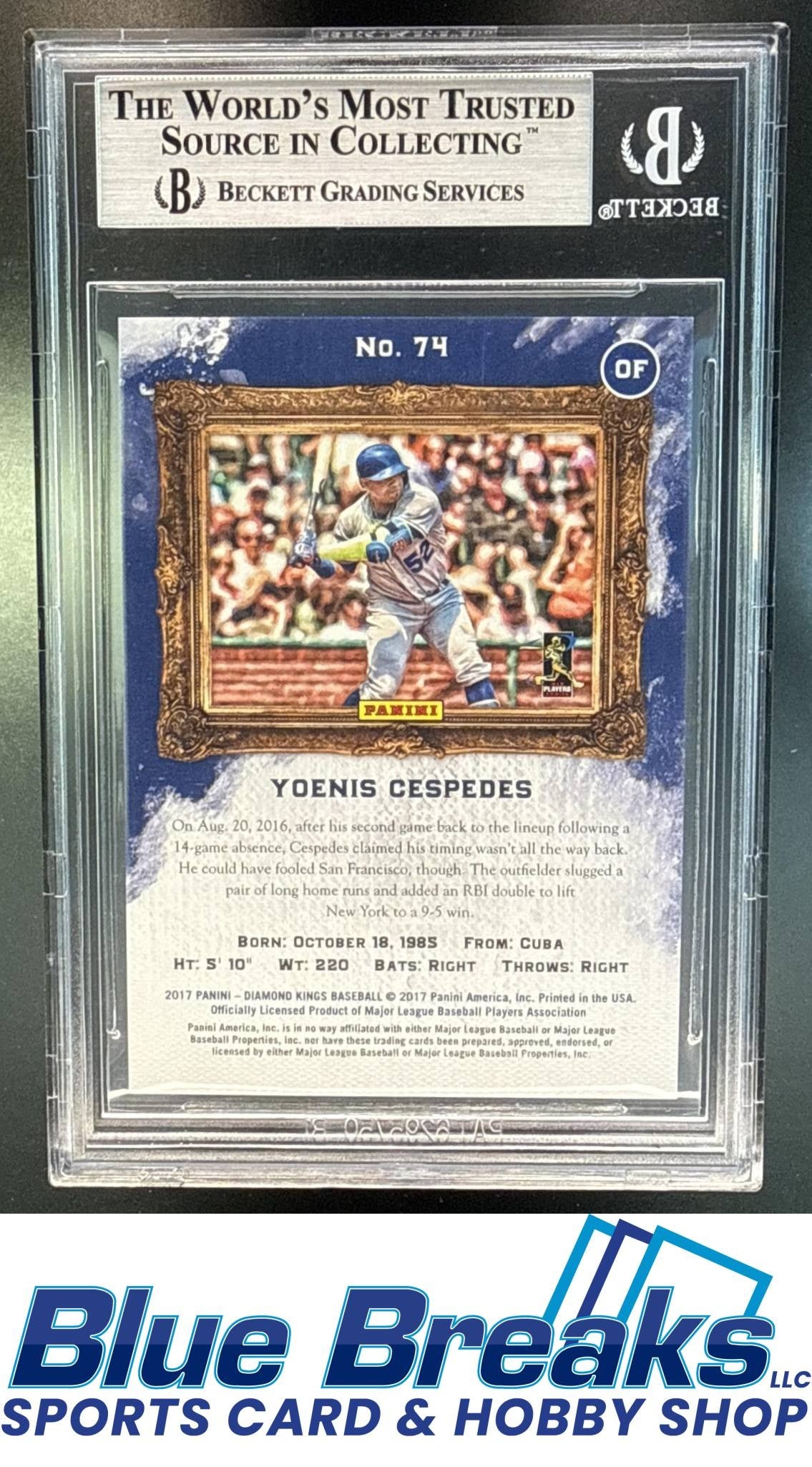 2017 Panini Diamond Kings Yoenis Cespedes #74 Masterpiece Framed Black 1/1 BGS 8.5 New York Mets