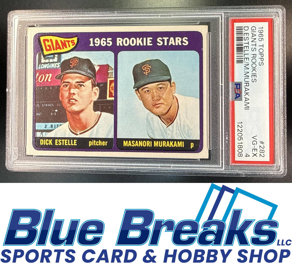 1965 Topps Giants Rookie Stars Dick Estelle Masanori Murakami RC #282 RC PSA 4 San Francisco Giants
