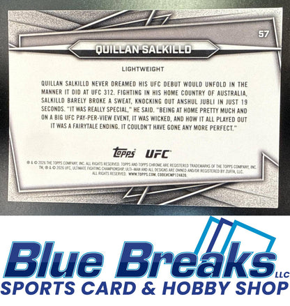 2026 Topps Chrome Sapphire UFC Yellow Refractor Quillan Salkilld 10/75 #57 RC