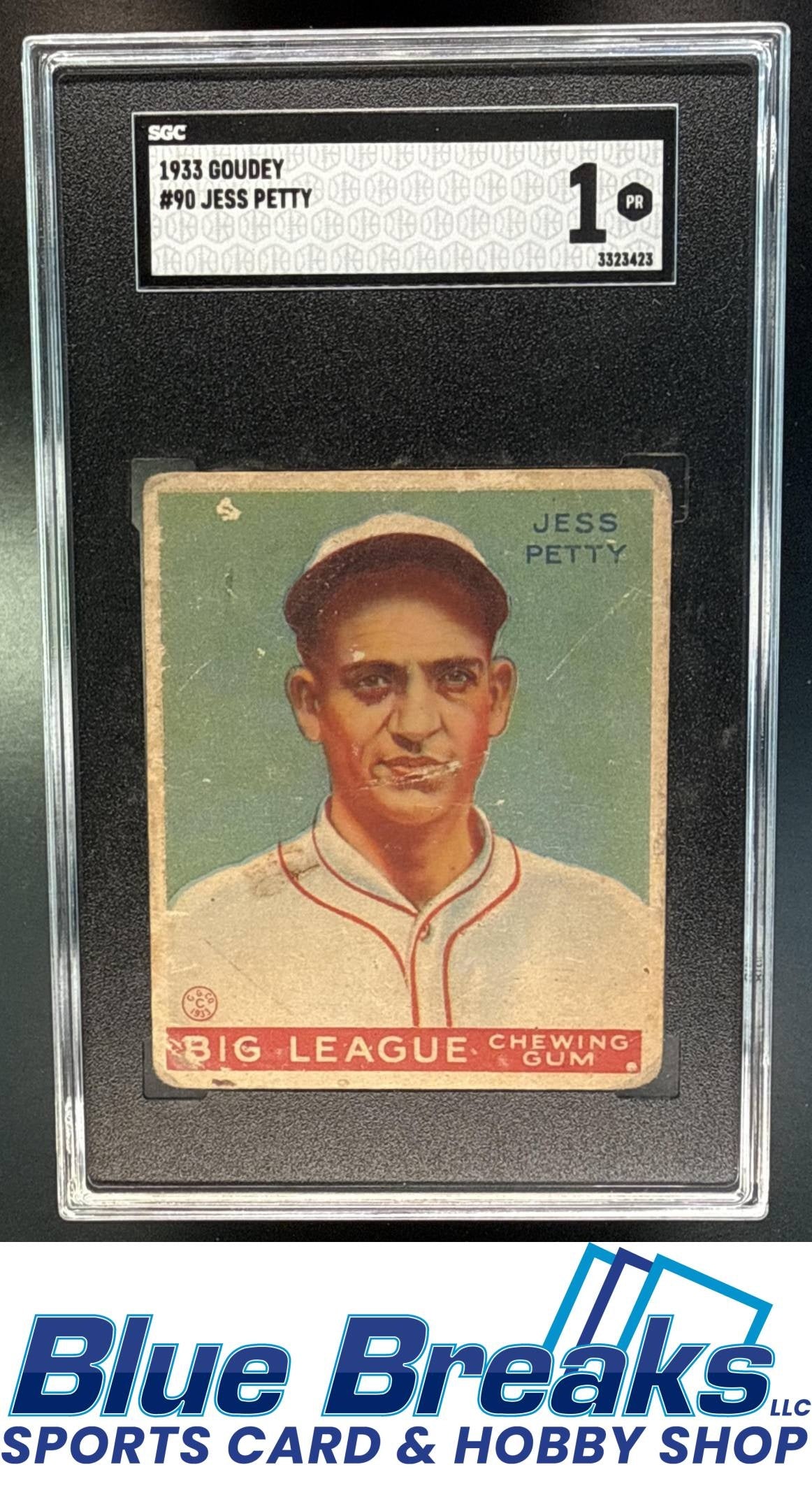 1933 Goudey R319 Jess Petty [RC] #90 RC SGC 1 Minneapolis Millers