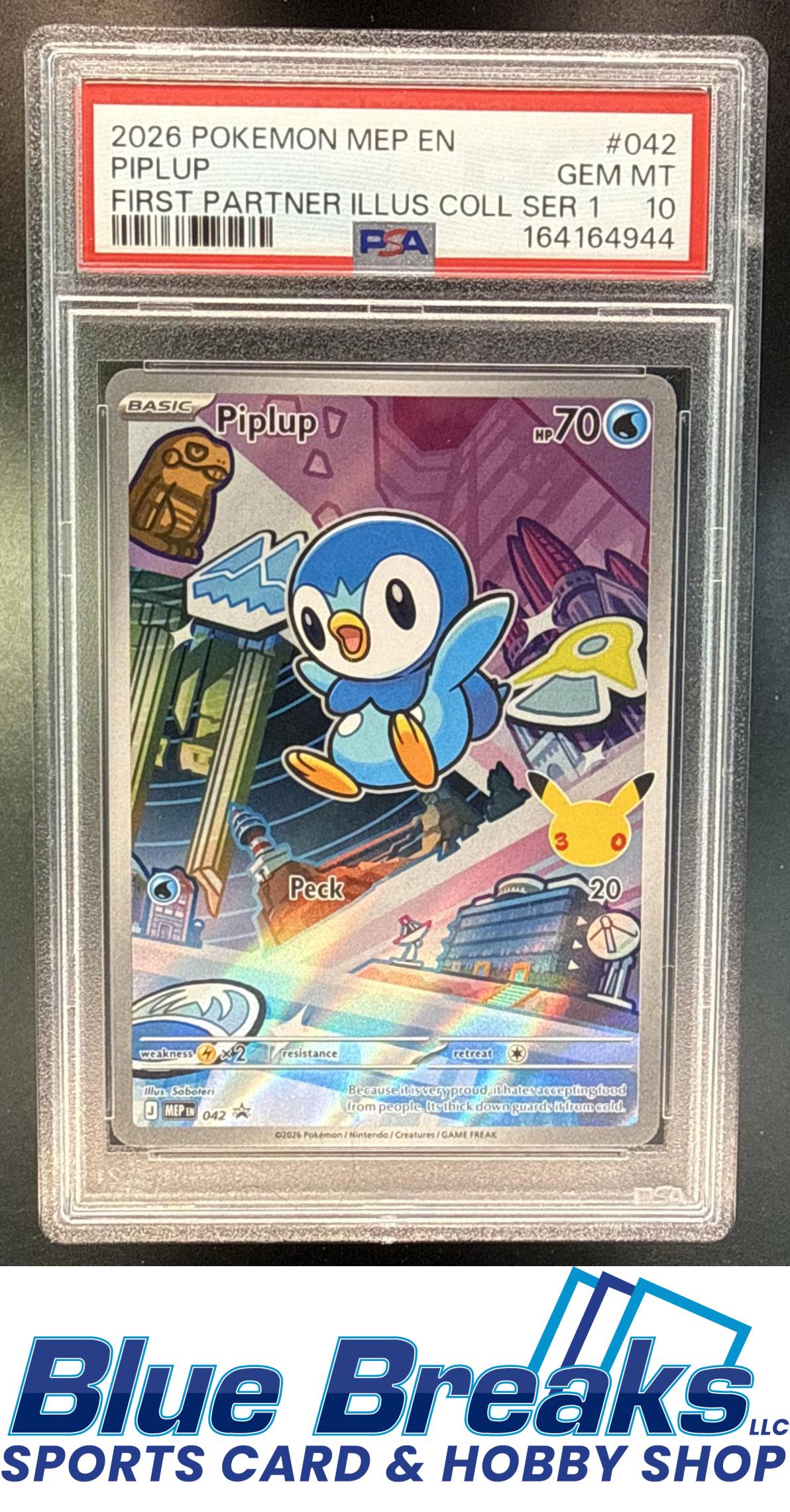 2026 Pokemon MEP Black Star Promos Piplup #042b First Partner Illustration Collection Series 1 PSA 10