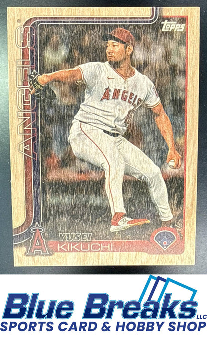 2025 Topps Series Two Wood Yusei Kikuchi 19/25 #592 Los Angeles Angels