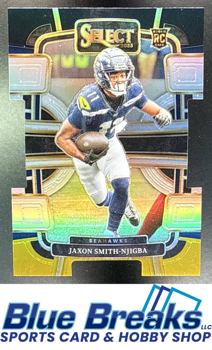 2023 Panini Select Jaxon Smith-Njigba #87 Black and Gold Prizms Die Cut RC Concourse Seattle Seahawks