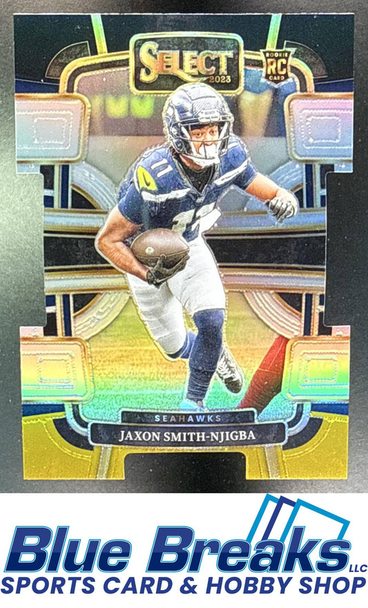2023 Panini Select Jaxon Smith-Njigba #87 Black and Gold Prizms Die Cut RC Concourse Seattle Seahawks