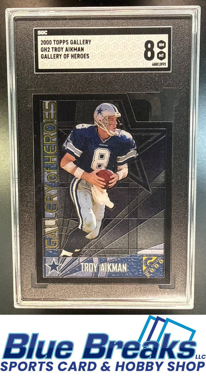 2000 Topps Gallery of Heroes Troy Aikman [RC] #GH2 SGC 8 Dallas Cowboys