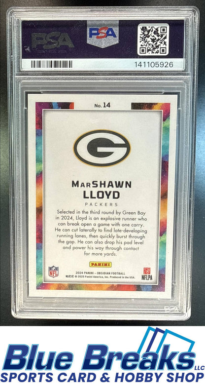 2024 Panini Obsidian MarShawn Lloyd #14 Black Color Blast RC PSA 10 Green Bay Packers