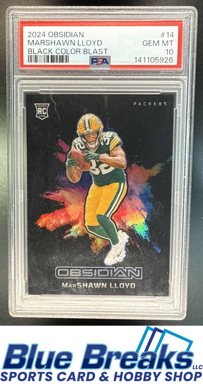 2024 Panini Obsidian MarShawn Lloyd #14 Black Color Blast RC PSA 10 Green Bay Packers
