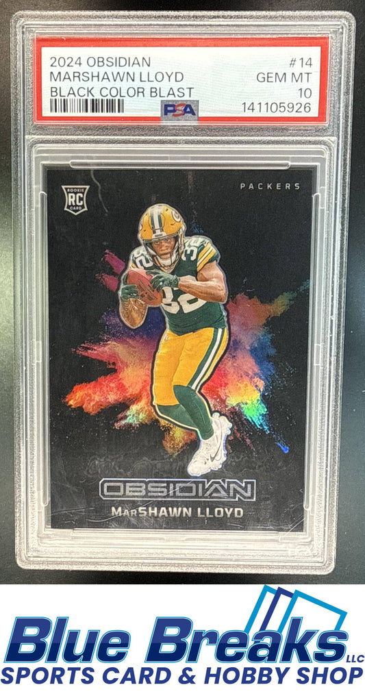 2024 Panini Obsidian MarShawn Lloyd #14 Black Color Blast RC PSA 10 Green Bay Packers
