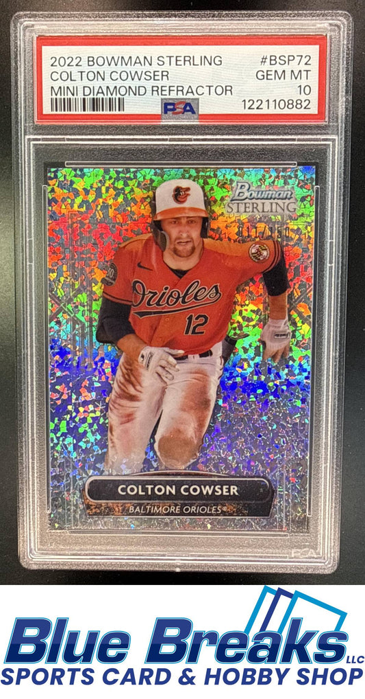 2022 Bowman Sterling Colton Cowser #BSP-72 Mini Diamond Refractor 011/150 PSA 10 Baltimore Orioles