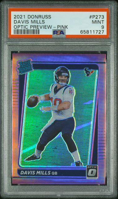 2021 Panini -  Donruss - Optic Preview Pink - Rated Rookie - Davis Mills -  #P-273 - PSA 9 - Texans