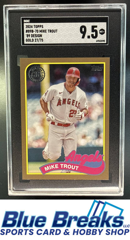 2024 Topps Mike Trout #89B-70 1989 Baseball 35th Anniversary Gold 27/75 SGC 9.5 Los Angeles Angels