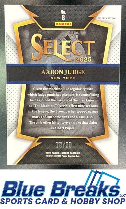 2025 Panini Select Throwback Red Prizms Aaron Judge 70/99 #8 New York Yankees