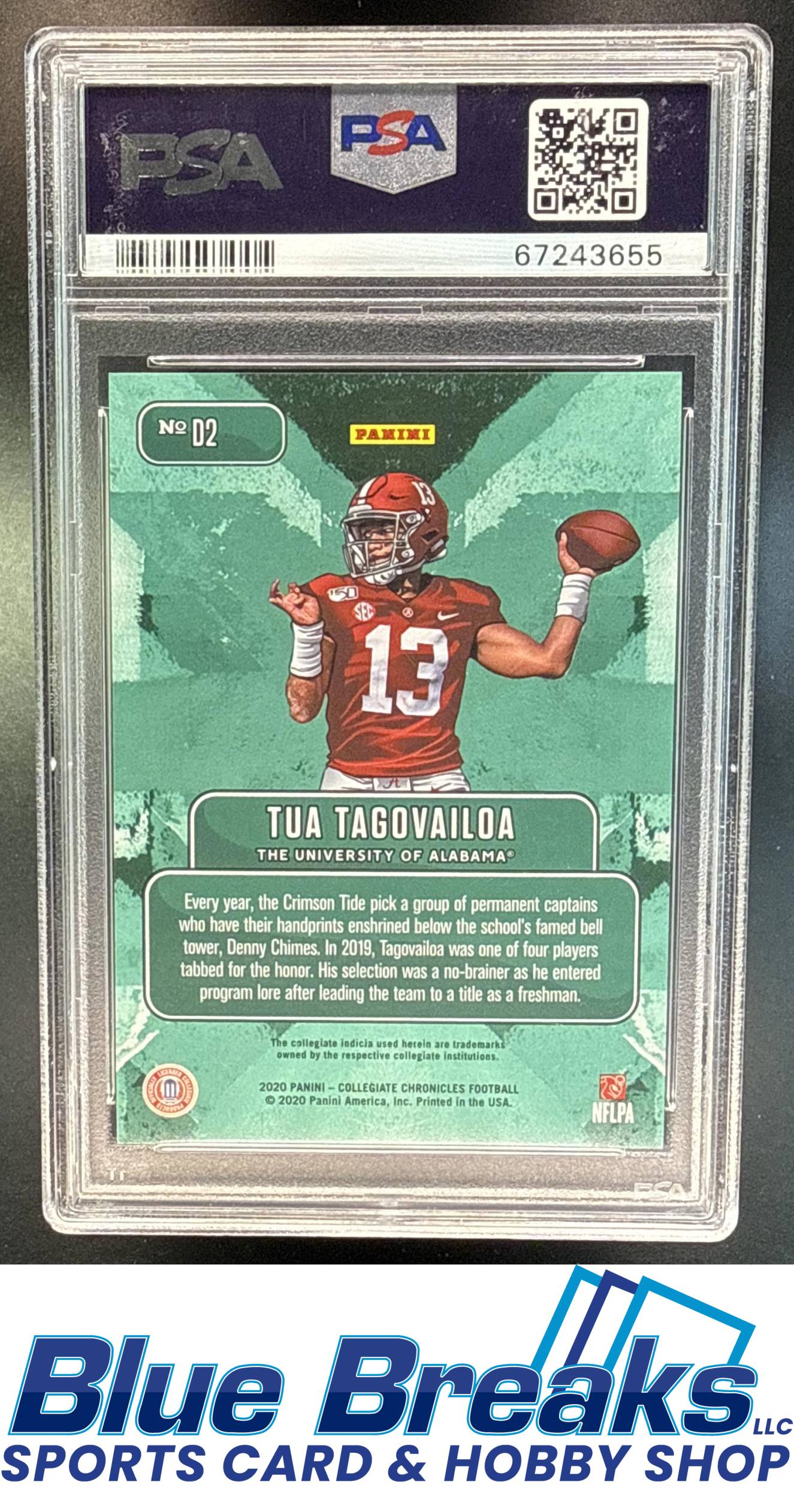 2020 Panini Chronicles Draft Picks Tua Tagovailoa #D2 Downtown Collegiate Football RC PSA 10 University of Alabama / Miami Dolphins
