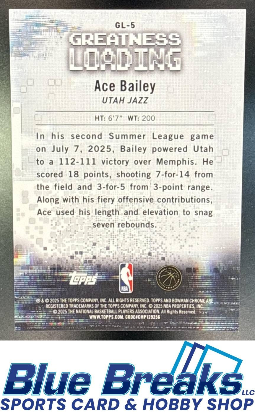 2025 Bowman Ace Bailey #GL-5 Chrome Greatness Loading Gold Geometric Refractor 44/50 RC Utah Jazz