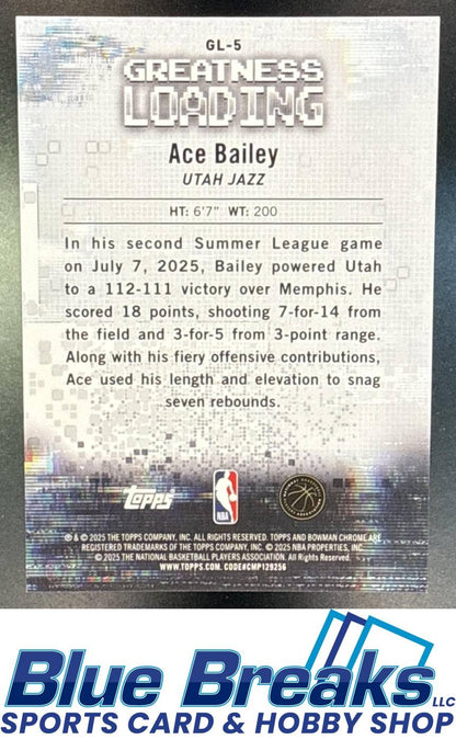 2025 Bowman Ace Bailey #GL-5 Chrome Greatness Loading Gold Geometric Refractor 44/50 RC Utah Jazz