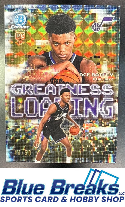 2025 Bowman Ace Bailey #GL-5 Chrome Greatness Loading Gold Geometric Refractor 44/50 RC Utah Jazz