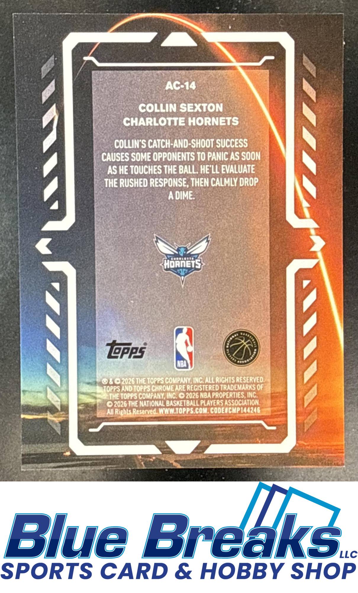 2025 Topps Chrome Update Collin Sexton #AC-14 Activators Black Refractor 04/10 Charlotte Hornets