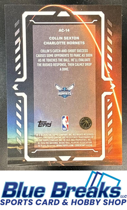 2025 Topps Chrome Update Collin Sexton #AC-14 Activators Black Refractor 04/10 Charlotte Hornets