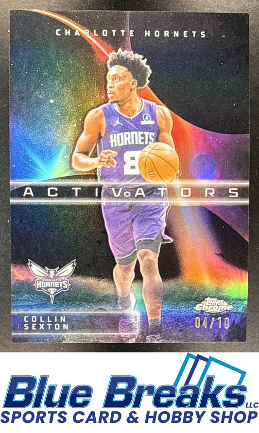 2025 Topps Chrome Update Collin Sexton #AC-14 Activators Black Refractor 04/10 Charlotte Hornets