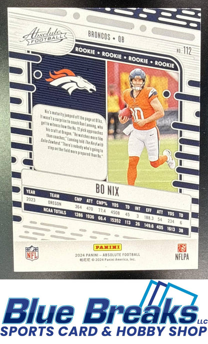 2024 Panini Absolute Rookies Red and Blue Bo Nix [RC] #112 RC Denver Broncos