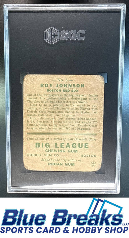 1933 Goudey R319 Roy Johnson [RC] #8 RC SGC 1 Boston Red Sox