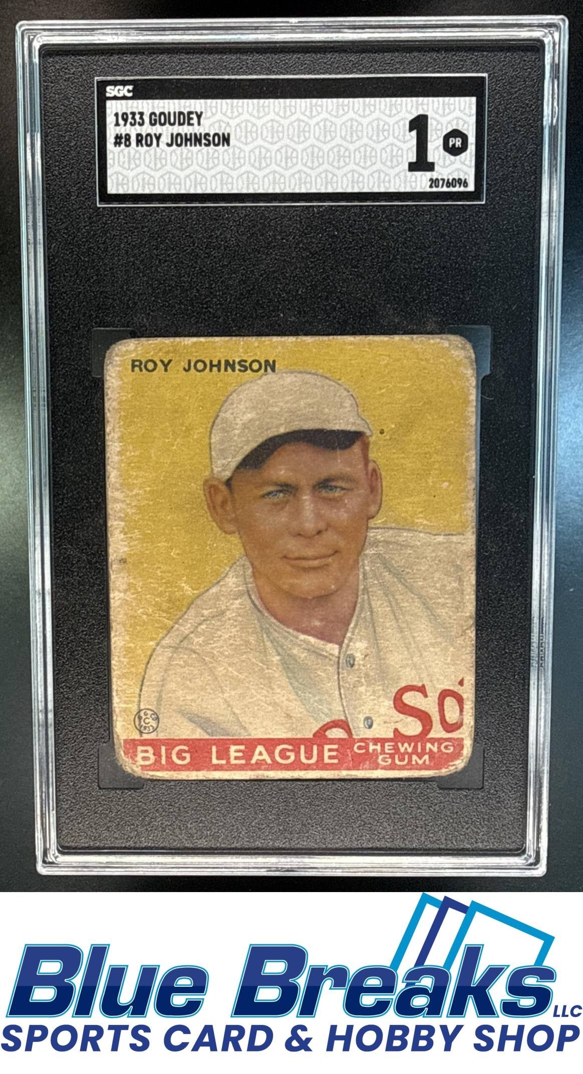 1933 Goudey R319 Roy Johnson [RC] #8 RC SGC 1 Boston Red Sox