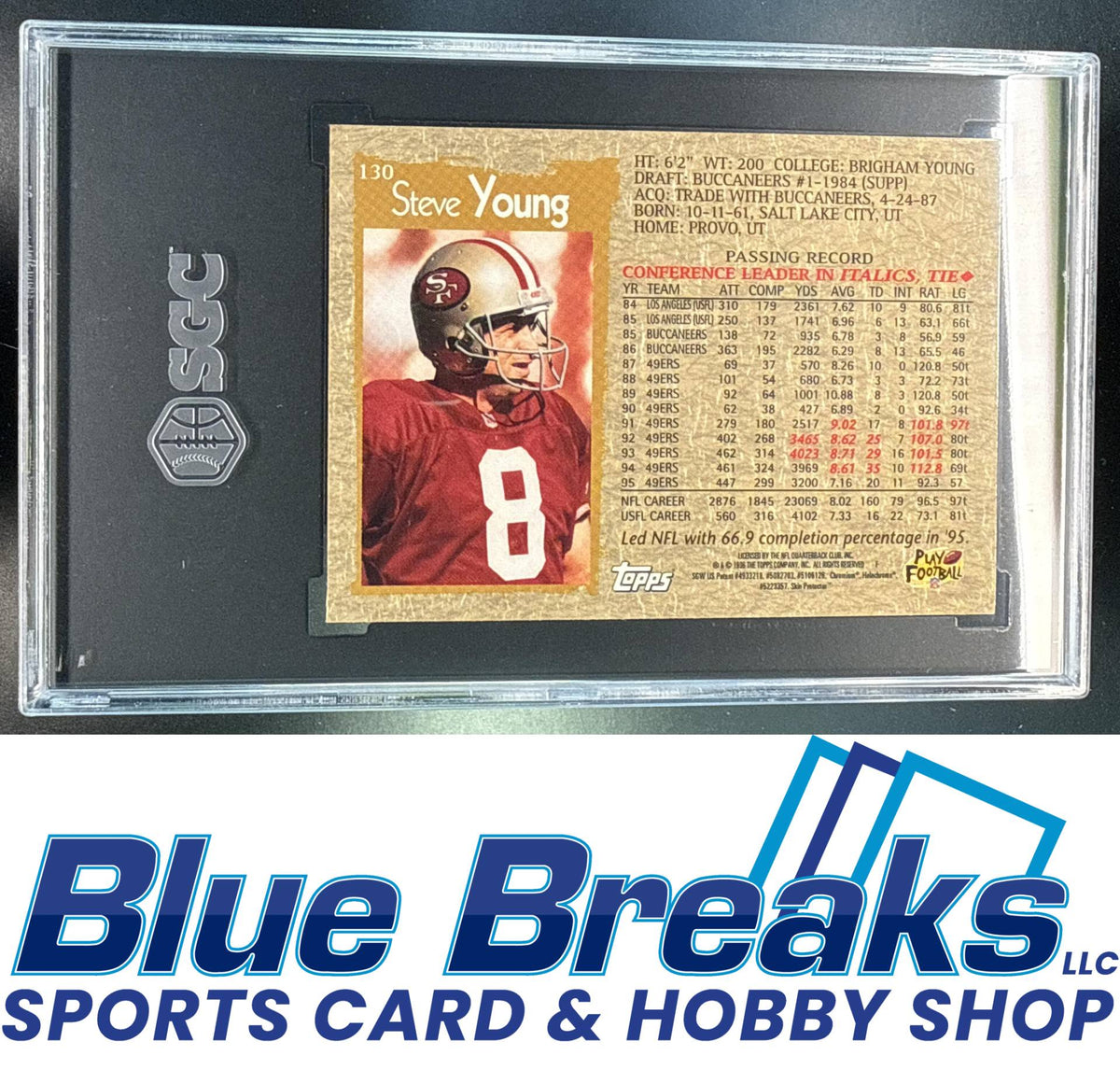1996 Topps Chrome Steve Young [RC] #130 SGC 8 San Francisco 49ers