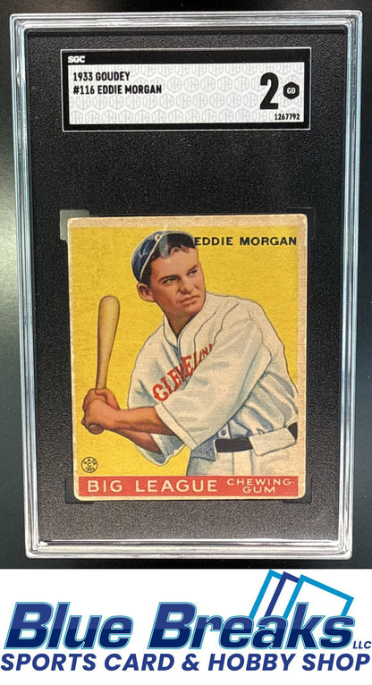 1933 Goudey R319 Eddie Morgan Rookie #116 RC SGC 2 Cleveland Indians / Cleveland Guardians
