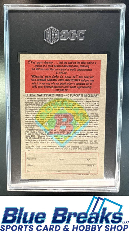 1989 Bowman Reprint Sweepstakes Ted Williams SGC 9 Boston Red Sox