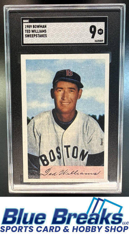 1989 Bowman Reprint Sweepstakes Ted Williams SGC 9 Boston Red Sox