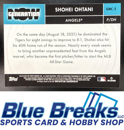 2022 Topps Chrome Update Shohei Ohtani #GNC-5 Generation Now Los Angeles Lakers